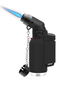 The Zengaz ZL-14 lighter in black with flame.