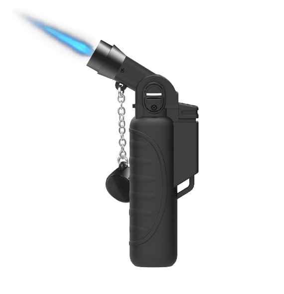 The Zengaz ZL-60 lighter in black with flame.