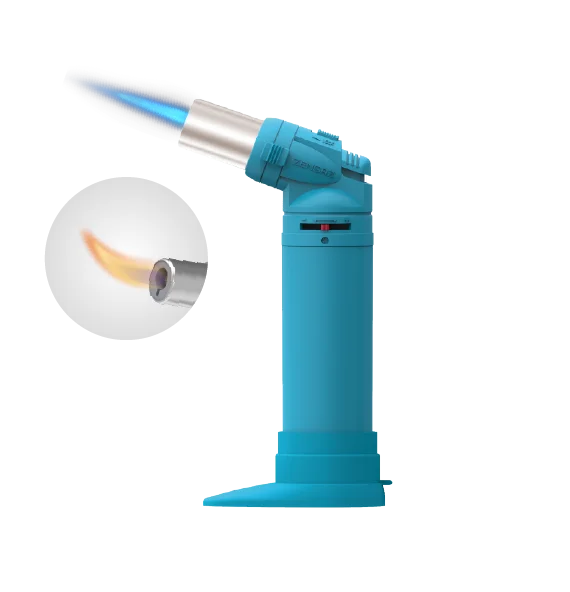 The Zengaz ZT-68 torch in light blue with flame.